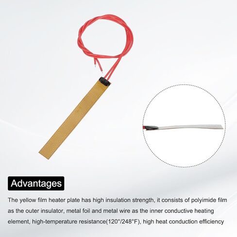 MECCANIXITY 2pcs Heater Film Heating Plate, 9W 24V Polyimide Heat Pad Adhesive PI Heater Elements Film 100mmx12mm Heater Strip for Constant Temperature in Saudi Arabia