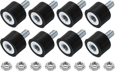 حوامل مطاطية Uxcell M5 ، 8pcs 15x10mm (DXH) مطاطية أسطوانية مضادة للاهتزاز امتصاص الصدمات مع صامدة القفل لضغوط هواء بودين للسيارة in Kuwait