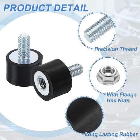 حوامل مطاطية Uxcell M5 ، 8pcs 15x10mm (DXH) مطاطية أسطوانية مضادة للاهتزاز امتصاص الصدمات مع صامدة القفل لضغوط هواء بودين للسيارة in Kuwait