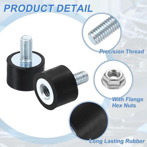 حوامل مطاطية Uxcell M5 ، 8pcs 15x10mm (DXH) مطاطية أسطوانية مضادة للاهتزاز امتصاص الصدمات مع صامدة القفل لضغوط هواء بودين للسيارة in Kuwait