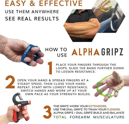 X-TREME ALPHA GRIPZ Set - Strongman Extensor Trainers/Grip Strength Trainer/Complete Forearm Strengthener/Finger Strengthener, Fast Pain Relief from tendonitis, Carpal Tunnel, Arthritis in Saudi Arabia