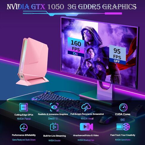 Mini Gaming PC, 12Th Gen lntel Core i9-12900H(14C/20T up to 5GHz), RTX 3050Ti 8GB RGB Lights Gaming Mini Computer, 32GB RAM 1TB PCIe Gen 4.0 SSD, 4K Triple Display/2.5G LAN/WiFi 6E BT 5.2, Win 11 Pro in Saudi Arabia