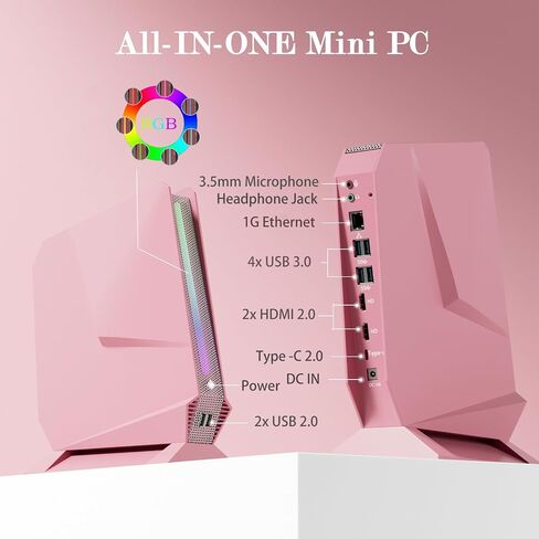 Mini Gaming PC, 12Th Gen lntel Core i9-12900H(14C/20T up to 5GHz), RTX 3050Ti 8GB RGB Lights Gaming Mini Computer, 32GB RAM 1TB PCIe Gen 4.0 SSD, 4K Triple Display/2.5G LAN/WiFi 6E BT 5.2, Win 11 Pro in Saudi Arabia