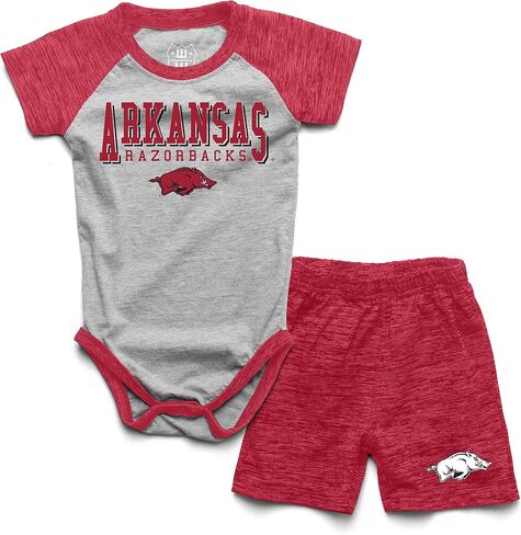ملابس Wes and Willy Baby College Sports Fan Supe One Piece Snap Pack و Short Set نمط خيوط غائم in Kuwait