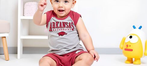 ملابس Wes and Willy Baby College Sports Fan Supe One Piece Snap Pack و Short Set نمط خيوط غائم in Kuwait