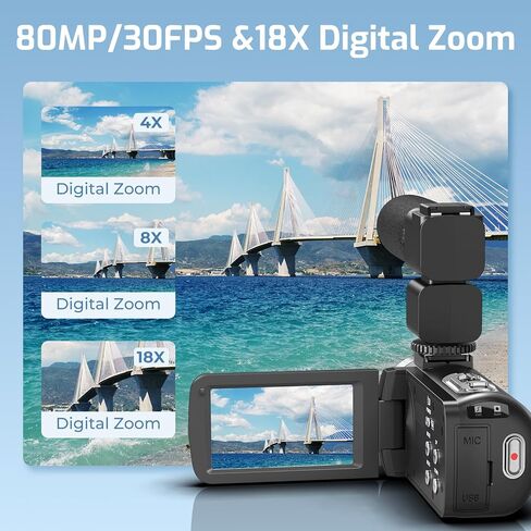 سعة 3.0 بوصة شاشة IPS 4K مسجل كاميرا Vlogging مع غطاء العدسة in Kuwait