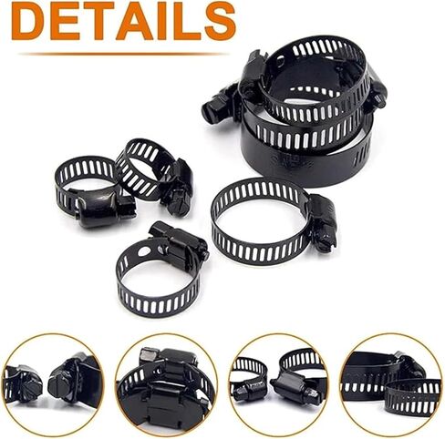 Clamp Assortment Kit 60 Stainless Steel Hose Clamps Adjustable From 6-38 Mm Hose Clamps For Woodworking Spring Black in Saudi Arabia