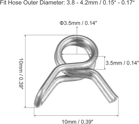 Clamp Assortment Kit DIY Double Wire Spring Hose Clamp 20pcs 304 Stainless Steel 4mm Inner Dia Fit 4.5mm-4.8mm OD Hose Fuel Line Silicone Tube Spring Clips(13mm)(3.5mm) in Saudi Arabia