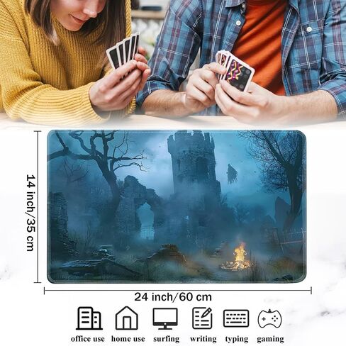 Playmat for MTG, 24x14 Inches Playmats, for TCG and CCG Trading Card Game Mat, Non-Slip Rubber for MTG Playmats with A Storage Bag and 6 Dice Set, Anime Angel Girl Pattern in Saudi Arabia