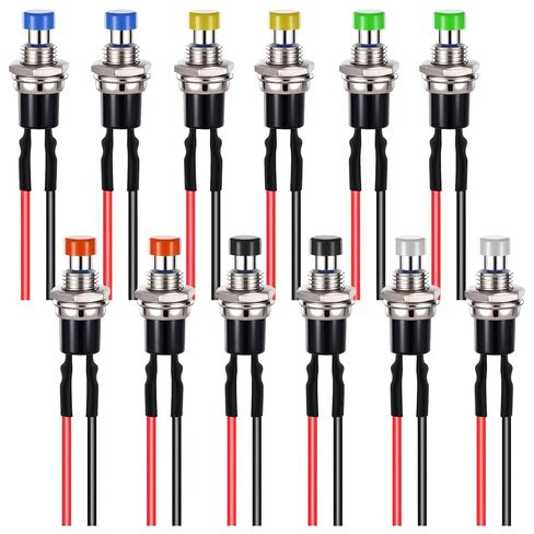 12 PCS 7mm Momentary Switch 12V Prewired Momentary Push Button Switch Normally Open Micro Push Button 3A 220V Spst Nomal Open on Off 2 Pin in Saudi Arabia