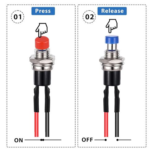 12 PCS 7mm Momentary Switch 12V Prewired Momentary Push Button Switch Normally Open Micro Push Button 3A 220V Spst Nomal Open on Off 2 Pin in Saudi Arabia