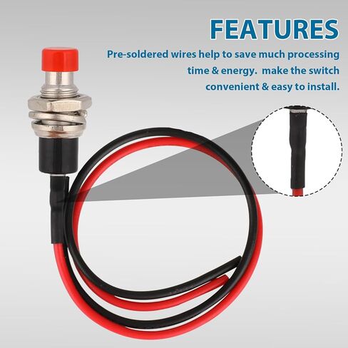 12 PCS 7mm Momentary Switch 12V Prewired Momentary Push Button Switch Normally Open Micro Push Button 3A 220V Spst Nomal Open on Off 2 Pin in Saudi Arabia