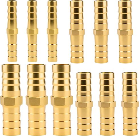 12PCS Brass Hose Barb Fitting, 1/4" 5/16" 3/8" 1/2" (6 mm/8 mm/10 mm/12 mm) Metals Splicer Mender for Hoses Fittings, Barbs Hose Union Fuel Gas Water Air Adapter Barb Fittings for Air/Fuel in Saudi Arabia