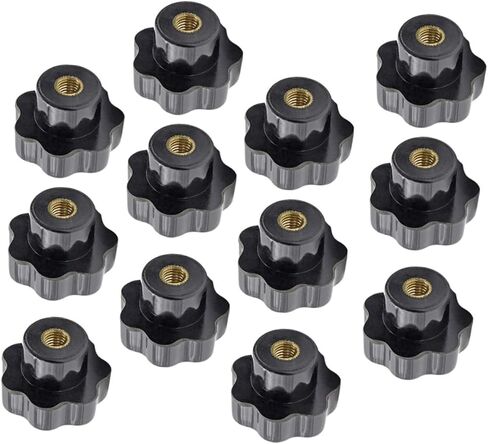 pretyzoom 2sets knured knobs مقابض سداسية البرقوق المكسرات لمقابض المسمار غير اللامع سوداء t-track thread accessories 12pcs*2 in Kuwait