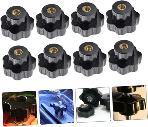 pretyzoom 2sets knured knobs مقابض سداسية البرقوق المكسرات لمقابض المسمار غير اللامع سوداء t-track thread accessories 12pcs*2 in Kuwait