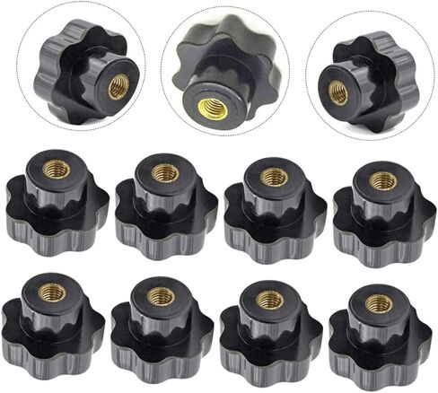 pretyzoom 2sets knured knobs مقابض سداسية البرقوق المكسرات لمقابض المسمار غير اللامع سوداء t-track thread accessories 12pcs*2 in Kuwait