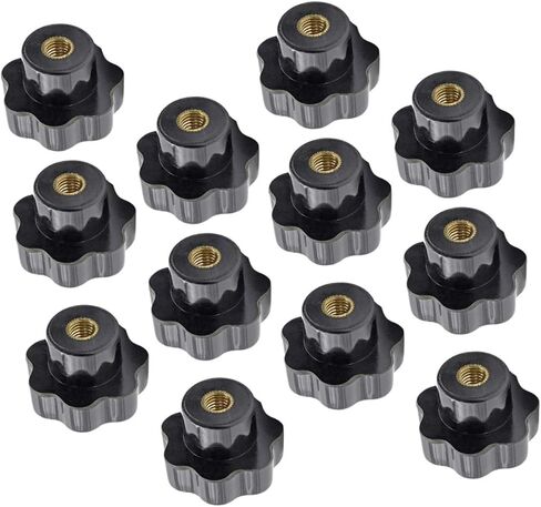 pretyzoom 2sets knured knobs مقابض سداسية البرقوق المكسرات لمقابض المسمار غير اللامع سوداء t-track thread accessories 12pcs*2 in Kuwait