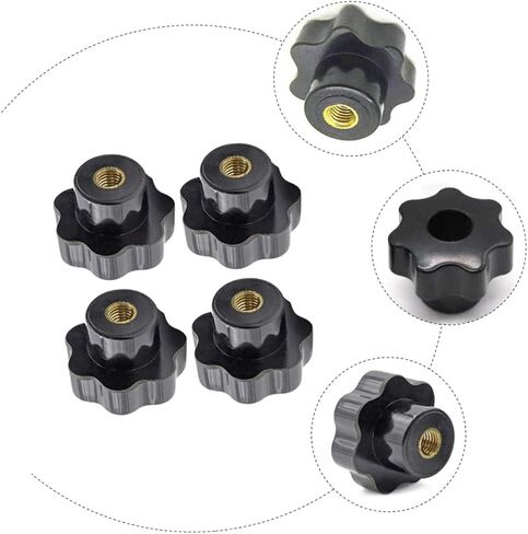 pretyzoom 2sets knured knobs مقابض سداسية البرقوق المكسرات لمقابض المسمار غير اللامع سوداء t-track thread accessories 12pcs*2 in Kuwait