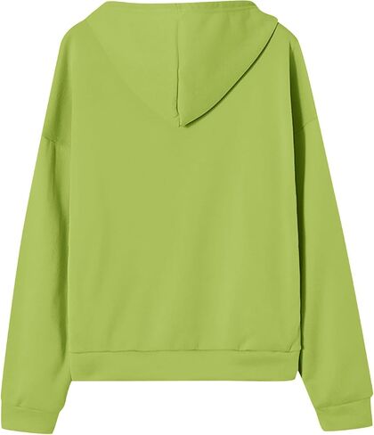 Tops for Women Zip Up Hooded Sweatshirt Ladies Solid Color Long Sleeve Casual Loose Lightweight Jacket with Pockets in Saudi Arabia