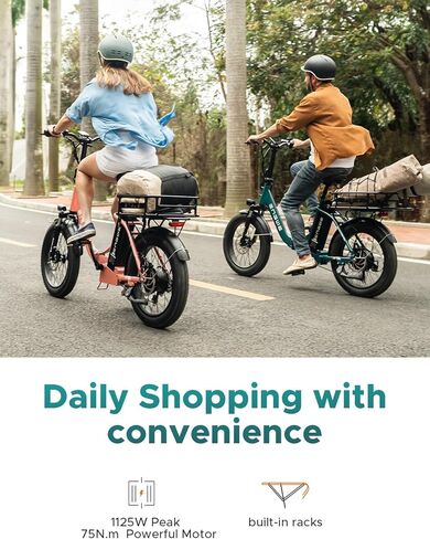ENGWE 1125W Electric Bike for Adults, L20 2.0 20''×3.0" Fat Tire Electric Bicycle 52V 13Ah Removable Battery Max Range 68Miles & 28MPH for Urban Commuters, Dual Suspension in Saudi Arabia