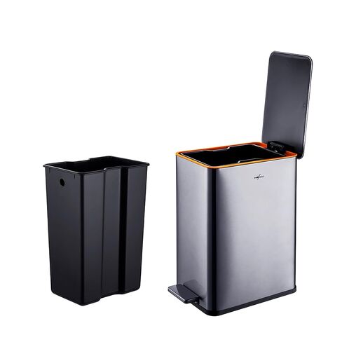 RedFactor Slim 2.6 Gallon Stainless Steel Pedal Trash Can with Soft Close Lid for Narrow Spaces – Wastebasket Bin with Removable Inner Bucket for Bathroom, Kitchen, Bedroom or Office (Copper) in Saudi Arabia