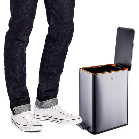 RedFactor Slim 2.6 Gallon Stainless Steel Pedal Trash Can with Soft Close Lid for Narrow Spaces – Wastebasket Bin with Removable Inner Bucket for Bathroom, Kitchen, Bedroom or Office (Copper) in Saudi Arabia