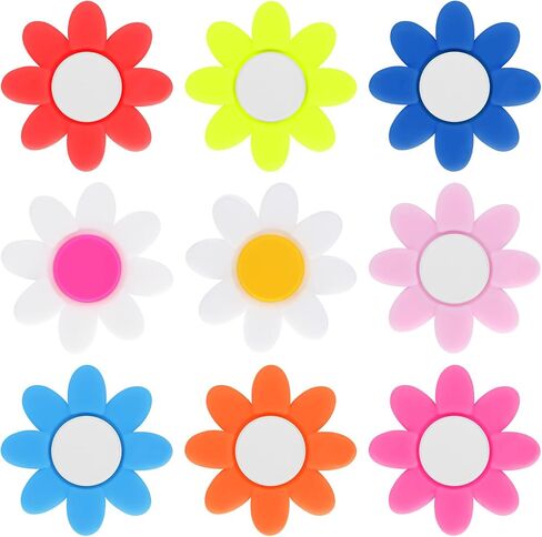 9pcs Tennis Dampener for Racket, Dampener Tennis Racquet, Flowers Shape Tennis Racket Dampener, Silicone Tennis Shock Absorber for Racket, Multicolor in Saudi Arabia