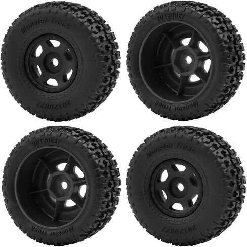 Rchubam 1/14 العجلات البلاستيكية والإطار 4pcs إطارات الأمامية/الخلفية وتوافق العجلة مع 1/14 Arrma Mojave Grom Parts (Red) in Saudi Arabia