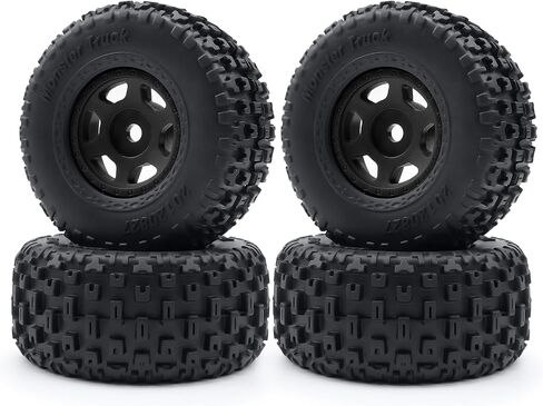Rchubam 1/14 العجلات البلاستيكية والإطار 4pcs إطارات الأمامية/الخلفية وتوافق العجلة مع 1/14 Arrma Mojave Grom Parts (Red) in Saudi Arabia