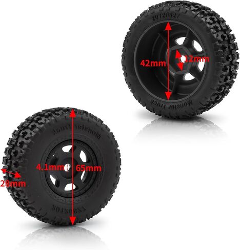 Rchubam 1/14 العجلات البلاستيكية والإطار 4pcs إطارات الأمامية/الخلفية وتوافق العجلة مع 1/14 Arrma Mojave Grom Parts (Red) in Saudi Arabia