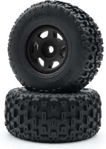 Rchubam 1/14 العجلات البلاستيكية والإطار 4pcs إطارات الأمامية/الخلفية وتوافق العجلة مع 1/14 Arrma Mojave Grom Parts (Red) in Saudi Arabia
