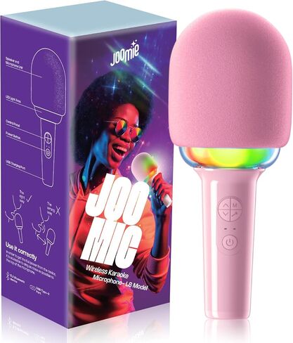 Joomie Kids Wireless Pink Karaoke Microphone - Fun Musical Toy with Pink Windscreen, Safe Design, Easy Controls, and Long Battery Life for Children's Parties, Playdates, and Imaginative Play in Saudi Arabia