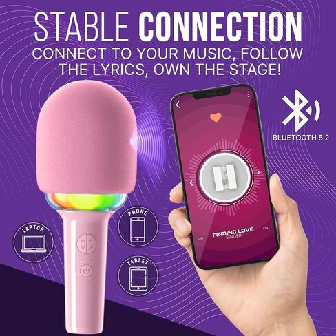 Joomie Kids Wireless Pink Karaoke Microphone - Fun Musical Toy with Pink Windscreen, Safe Design, Easy Controls, and Long Battery Life for Children's Parties, Playdates, and Imaginative Play in Saudi Arabia