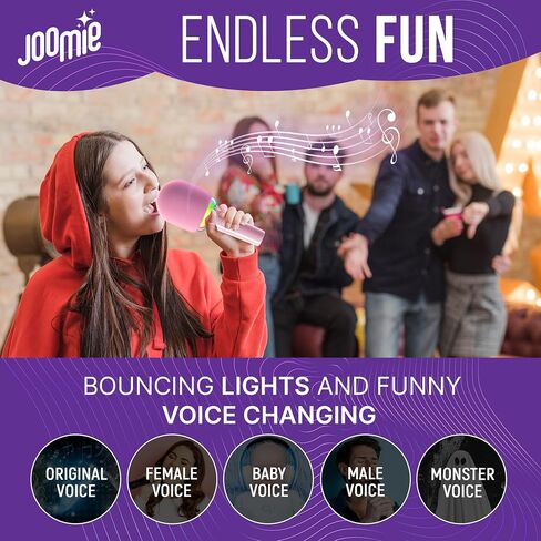 Joomie Kids Wireless Pink Karaoke Microphone - Fun Musical Toy with Pink Windscreen, Safe Design, Easy Controls, and Long Battery Life for Children's Parties, Playdates, and Imaginative Play in Saudi Arabia