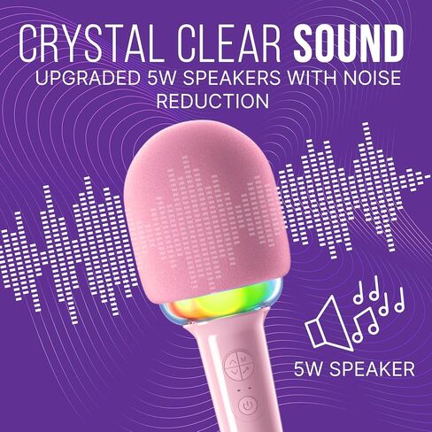 Joomie Kids Wireless Pink Karaoke Microphone - Fun Musical Toy with Pink Windscreen, Safe Design, Easy Controls, and Long Battery Life for Children's Parties, Playdates, and Imaginative Play in Saudi Arabia
