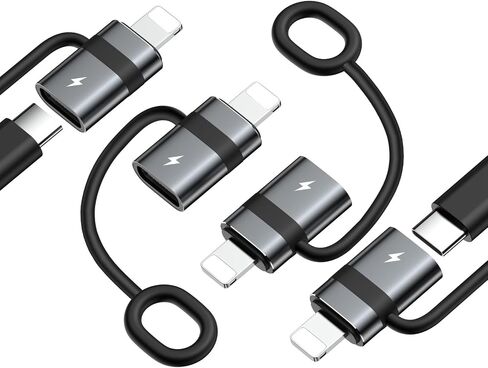 MoKo USB C to Lightning Adapter with 36W PD Fast Charging, Not for Audio/OTG, USB-C Female to Lightning Male Adapter for iPhone 14/13/12/11/iPad/iPod/AirPods, with Anti-Lost Loop, Black, 4 Pack in Saudi Arabia