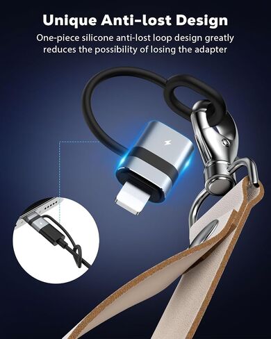MoKo USB C to Lightning Adapter with 36W PD Fast Charging, Not for Audio/OTG, USB-C Female to Lightning Male Adapter for iPhone 14/13/12/11/iPad/iPod/AirPods, with Anti-Lost Loop, Black, 4 Pack in Saudi Arabia