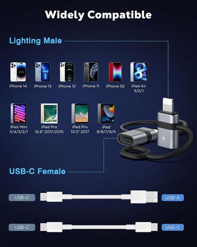 MoKo USB C to Lightning Adapter with 36W PD Fast Charging, Not for Audio/OTG, USB-C Female to Lightning Male Adapter for iPhone 14/13/12/11/iPad/iPod/AirPods, with Anti-Lost Loop, Black, 4 Pack in Saudi Arabia