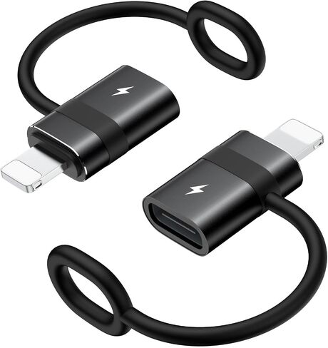 Moko USB C إلى محول Lightning مع شحن سريع 36 واط PD ، وليس للصوت/OTG ، USB-C أنثى محول الذكور البرق لأجهزة iPhone 14/13/11/11/iPad/iPod/AirPods ، مع حلقة مضادة للضوء ، أسود ، 4 عبوات in Kuwait