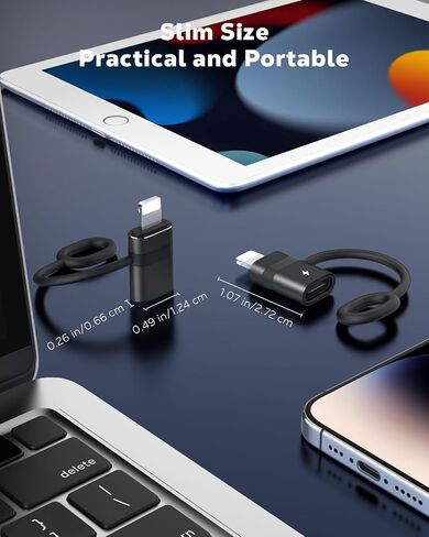 Moko USB C إلى محول Lightning مع شحن سريع 36 واط PD ، وليس للصوت/OTG ، USB-C أنثى محول الذكور البرق لأجهزة iPhone 14/13/11/11/iPad/iPod/AirPods ، مع حلقة مضادة للضوء ، أسود ، 4 عبوات in Kuwait