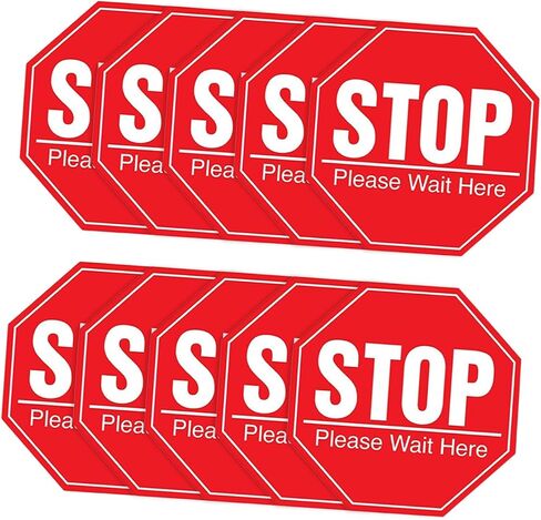 GLEAVI 10Pcs Social Safety Distance Floor Decals Eye Catching Stop Please Wait Here Signs for and Practical Warning Stickers to Maintain Distance in Saudi Arabia