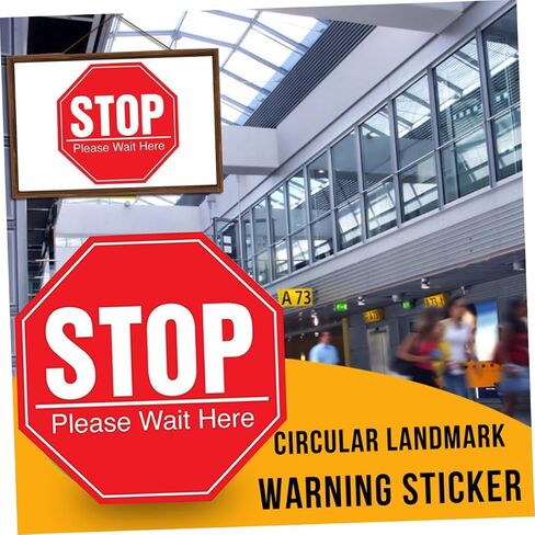 GLEAVI 10Pcs Social Safety Distance Floor Decals Eye Catching Stop Please Wait Here Signs for and Practical Warning Stickers to Maintain Distance in Saudi Arabia