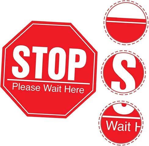 GLEAVI 10Pcs Social Safety Distance Floor Decals Eye Catching Stop Please Wait Here Signs for and Practical Warning Stickers to Maintain Distance in Saudi Arabia