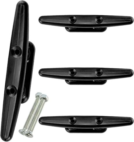 Marine Dock Cleats, 4-8 inch Black Nylon Boat Rope Cleats with Mounting Hardware, Pack of 4 in Saudi Arabia