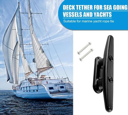 Marine Dock Cleats, 4-8 inch Black Nylon Boat Rope Cleats with Mounting Hardware, Pack of 4 in Saudi Arabia