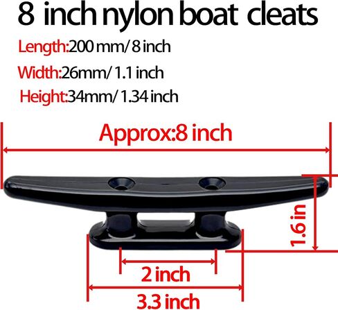 Marine Dock Cleats, 4-8 inch Black Nylon Boat Rope Cleats with Mounting Hardware, Pack of 4 in Saudi Arabia