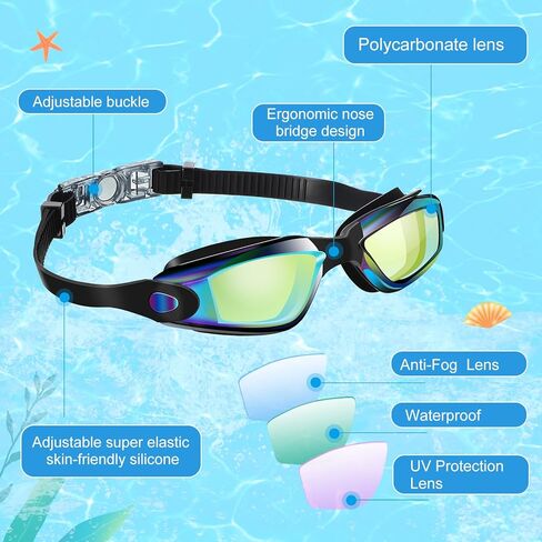 Flutesan 3 Pack Swimming Goggles No Leaking Silicone Anti Fog Swim Glasses with Nose Clip Ear Plugs Adult Kids Pool, 3 Colors in Saudi Arabia