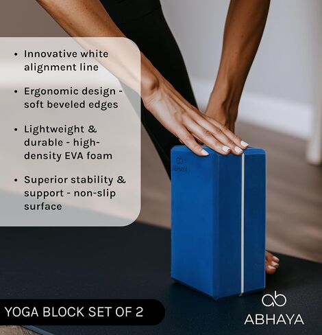 MODERN-X Yoga Block 2-Pack with Precision Alignment Guide - Premium Non-Slip Surface - High-Density Latex-free EVA Foam - Yoga Accessory - Supportive, Lightweight, for Yoga, Pilates Meditation, Stretching, Stability and Balance by ABHAYA in Saudi Arabia