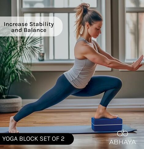 MODERN-X Yoga Block 2-Pack with Precision Alignment Guide - Premium Non-Slip Surface - High-Density Latex-free EVA Foam - Yoga Accessory - Supportive, Lightweight, for Yoga, Pilates Meditation, Stretching, Stability and Balance by ABHAYA in Saudi Arabia