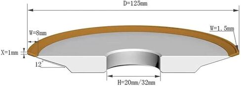125mm Resin Diamond Grinding Wheel LD3 125x32x8(1.5) x1 for Front Corner of Automatic Saw Blade Grinding Machine(600 GRIT_Hole 20MM) in Saudi Arabia